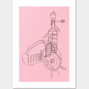 Zombie Ray Gun Blueprint Soft Pink Posters and Art